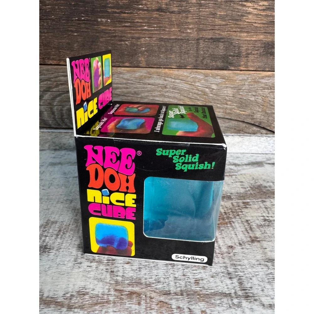 Schylling NeeDoh Nice Cube VIRAL Blue Squishy Stress Toy Brand New In Box NIB